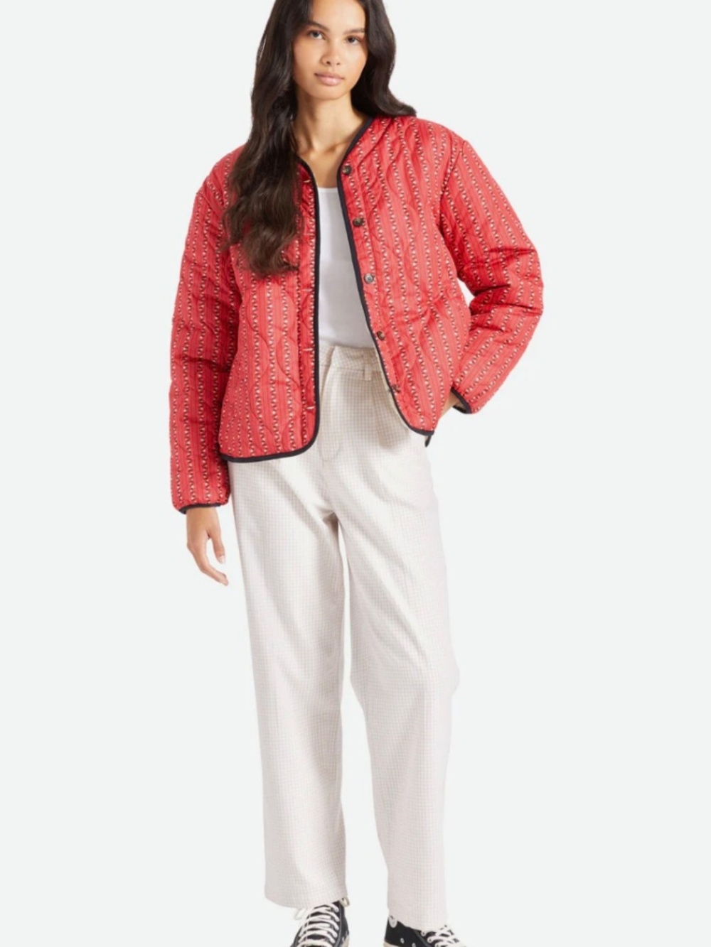 Brixton Sherpa Reversible Padded Jacket Mars Red Prairie Floral